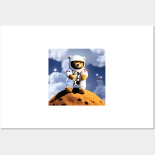 Teddy in a Space suit on the Moon Posters and Art